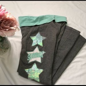 Justice Gymnastic Yoga Pants Girls 7 sequin stars